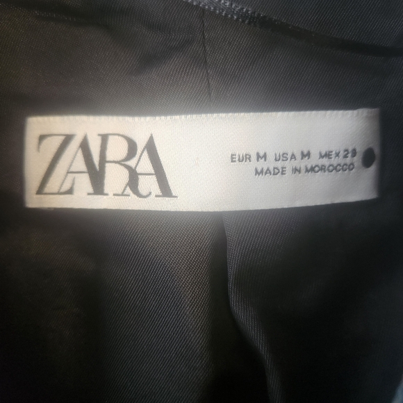 Zara Women's Blue and White Checkered Cropped Blazer SZ M - Picture 3 of 4